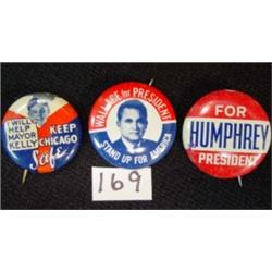 Lot of 3 POLITICAL PINBACKS