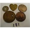 Image 1 : 5 Brass tokens Cigar  Century Progress