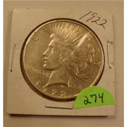 1922-P Silver Peace Dollar 