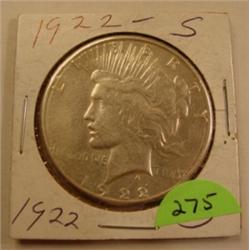 1922-S Silver Peace Dollar 