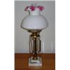 Image 1 : FENTON Brass Lamp w/Peach Crest Shade