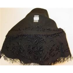 Black Gabardine BEADED SHAWL