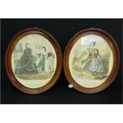 FRENCH FASHION PRINTS oval Frames