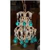 Image 1 : Vintage CHANDELIER W/ROUND Blue Drops