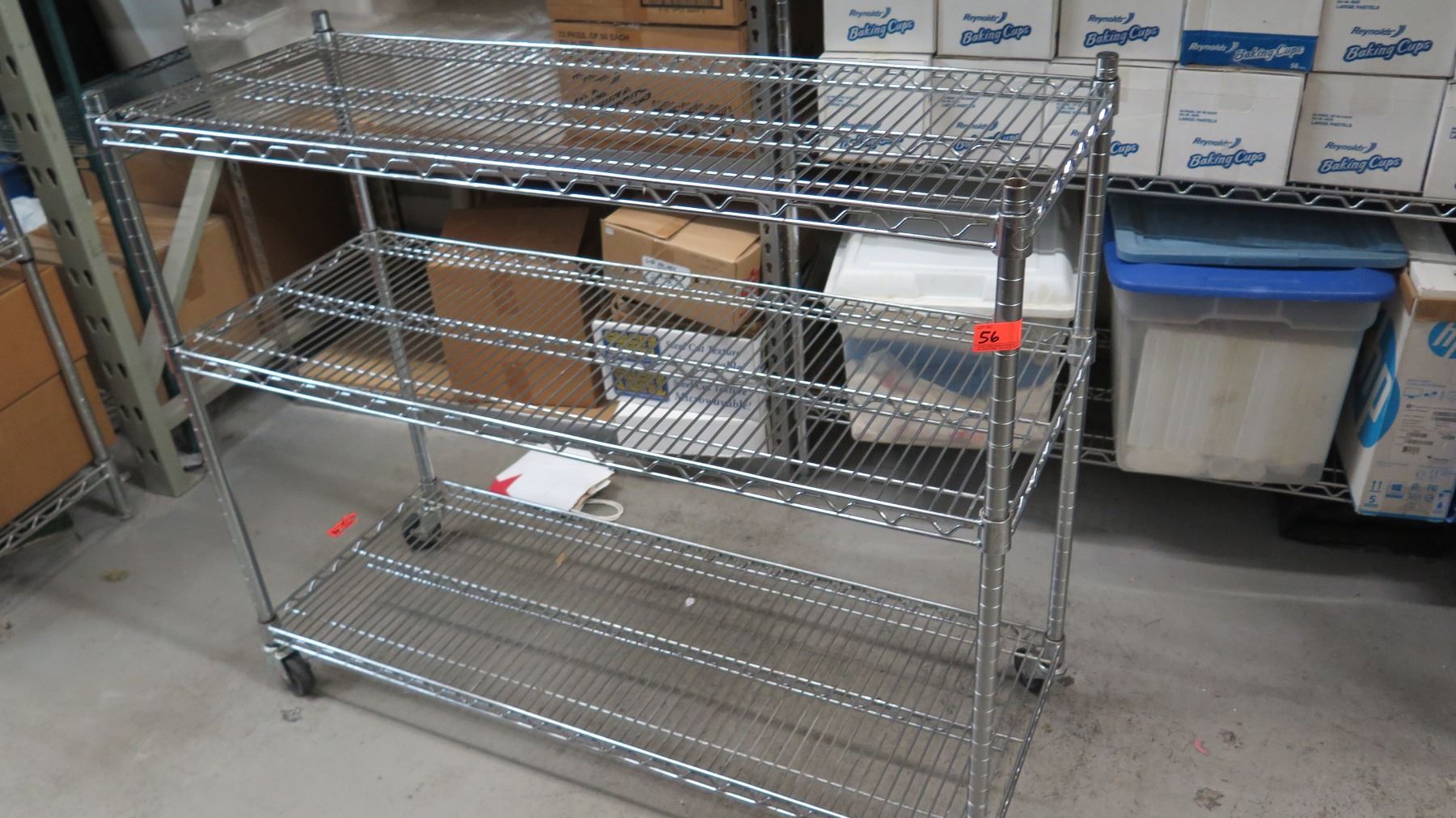 NSF Rolling Stainless Steel Wire Shelving Unit (3 shelves) 48