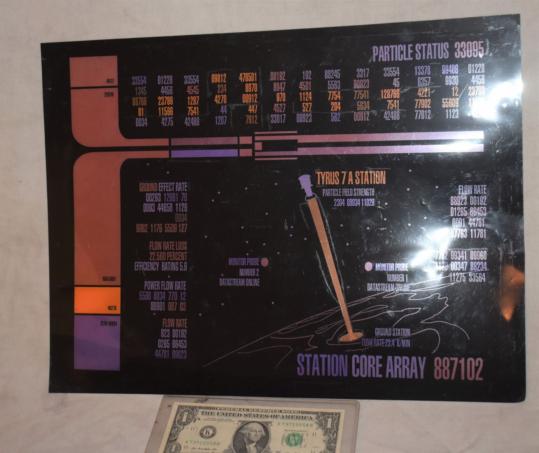 STAR TREK TNG STARSHIP ENTERPRISE SCREEN USED CONTROL PANEL B-GRADE 23