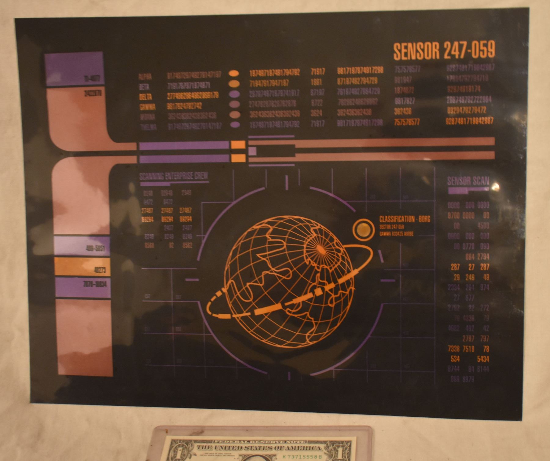 STAR TREK TNG STARSHIP ENTERPRISE SCREEN USED CONTROL PANEL B-GRADE 28