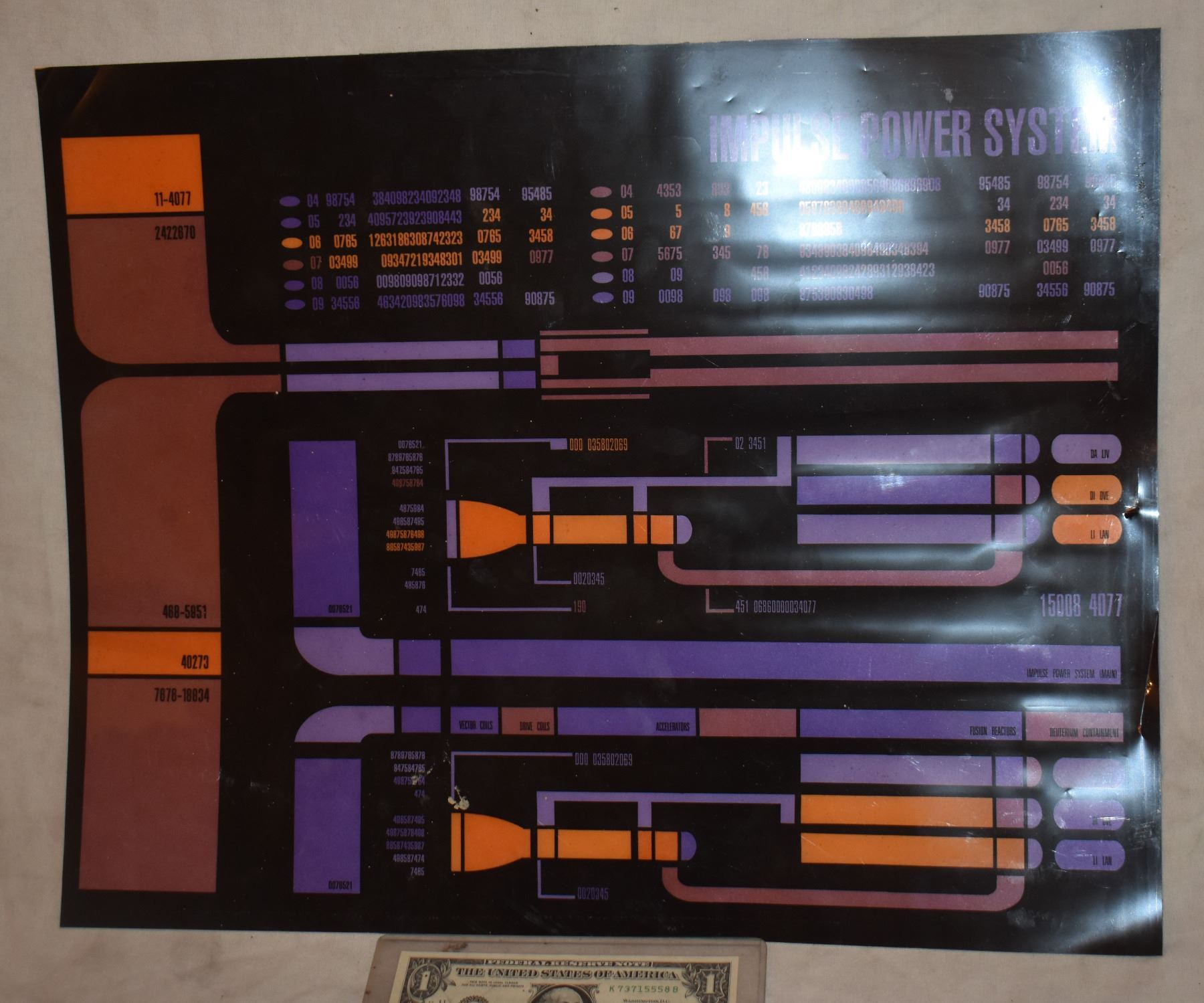 STAR TREK TNG STARSHIP ENTERPRISE SCREEN USED CONTROL PANEL B-GRADE 49
