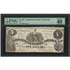 Image 1 : 1861 $5 Confederate States of America Note T-36 PMG Extremely Fine 40