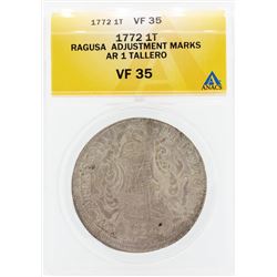 1772 Ragusa Adjustment Marks 1 Tallero Coin ANACS VF35