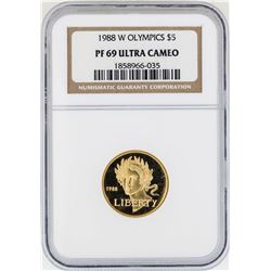 1988-W $5 Olympic Commemorative Gold Coin NGC PF69 Ultra Cameo