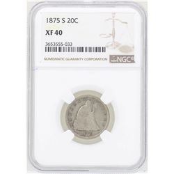 1875-S Seated Liberty Twenty Cent Piece Coin NGC XF40