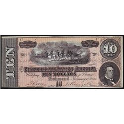 1864 $10 Confederate States of America Note