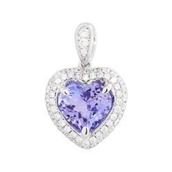 18KT White Gold 1.78 ctw Tanzanite and Diamond Pendant