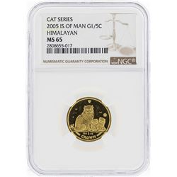 2005 Isle of Man 1/5 Crown Himalayan Gold Coin NGC MS65