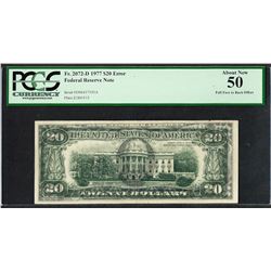 1977 $20 Federal Reserve Note ERROR Full Face to Back Offset PCGS About New 50