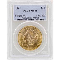 1897 $20 Liberty Head Double Eagle Gold Coin PCGS MS61