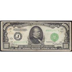 1934A $1,000 Federal Reserve Note Kansas City