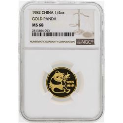 1982 China 1/4 oz. Gold Panda Coin NGC MS68