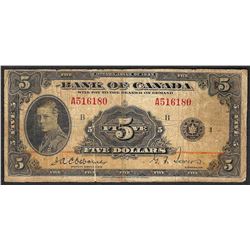 1935 $5 Bank of Canada Note