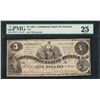 Image 1 : 1861 $5 Confederate States of America Note T-36 PMG Very Fine 25