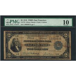 1918 $2 Battleship Federal Reserve Bank Note San Francisco Fr.779 PMG Very Good