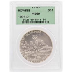 1996-D $1 Rowing Olympic Commemorative Silver Dollar Coin PCGS MS69