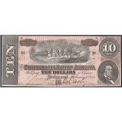 1864 $10 Confederate States of America Note