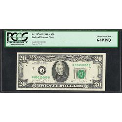 1988A $20 Federal Reserve Note Fancy SERIAL NUMBER PCGS Very Choice New 64PPQ