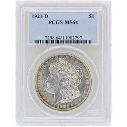 1921-D $1 Morgan Silver Dollar Coin PCGS MS64