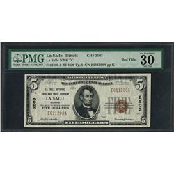 1929 $5 National Currency Note La Salle, Illinois CH# 2503 PMG Very Fine 30EPQ