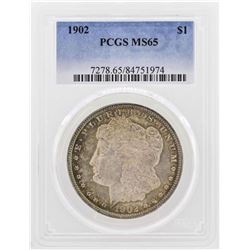 1902 $1 Morgan Silver Dollar Coin PCGS MS65