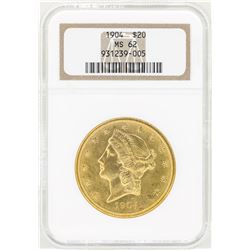 1904 $20 Liberty Head Double Eagle Gold Coin NGC MS62