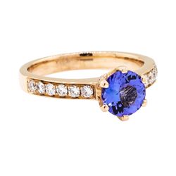 14KT Rose Gold 1.18 ctw Tanzanite and Diamond Ring