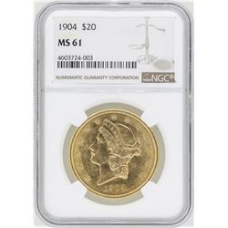 1904 $20 Liberty Head Double Eagle Gold Coin NGC MS61