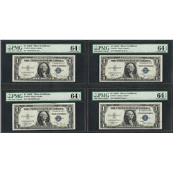 Lot of (4) Consecutive 1935C $1 Silver Certificate Notes PMG Choice Uncirculated