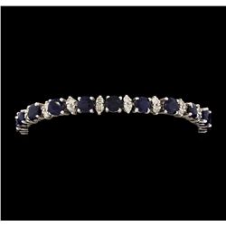 14KT White Gold 12.40 ctw Blue Sapphire and Diamond Bracelet