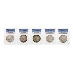 Lot of (5) Assorted Philadelphia Mint $1 Morgan Silver Dollar Coins PCGS MS63