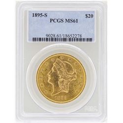 1895-S $20 Liberty Head Double Eagle Gold Coin PCGS MS61