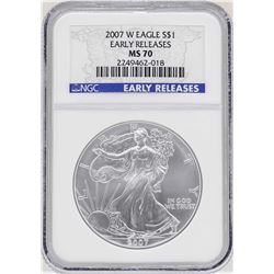 2007-W $1 American Silver Eagle Coin NGC MS70 Early Releases
