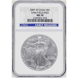 2007-W $1 American Silver Eagle Coin NGC MS70 Early Releases