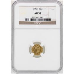 1852 $1 Liberty Head Gold Dollar Coin NGC AU58