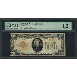 1928 $20 Gold Certificate Note Fr.2402 PMG Fine 12