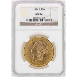 1894-S $20 Liberty Head Double Eagle Gold Coin NGC MS62