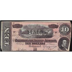 1864 $10 Confederate States of America Note