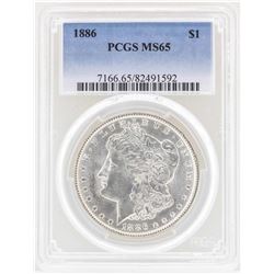 1886 $1 Morgan Silver Dollar Coin PCGS MS65