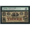 Image 1 : 1858 $3 The Farmers Bank of Genesee County Obsolete Note PMG Choice Fine 15