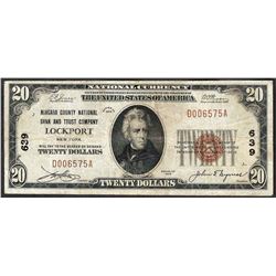 1929 $20 Lockport New York National Currency Note CH# 639