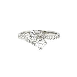 14KT White Gold 0.89 ctw Round Cut Diamond Engagement Wedding Ring