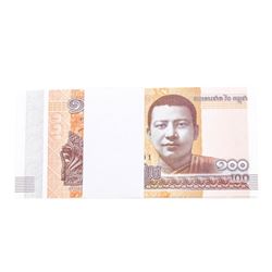 Pack of (100) Consecutive Cambodia 100 Riels Uncirculated Notes